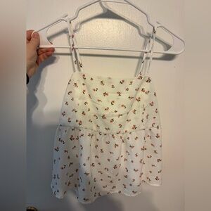 Floral Top - White with pink Accents